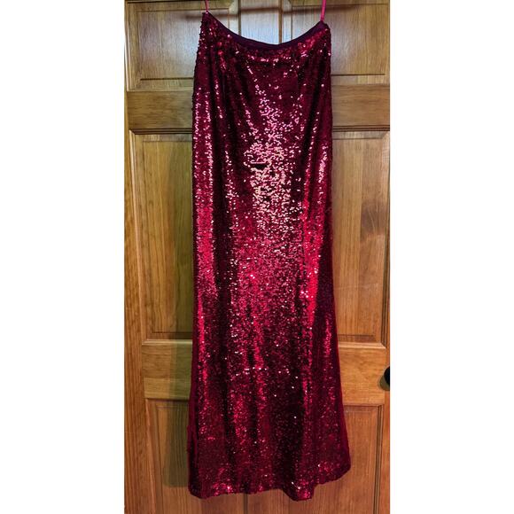 Johnny Wujek for JCPenney Red Luxe Sequin Maxi Skirt – Size M (New) - Picture 3 of 6